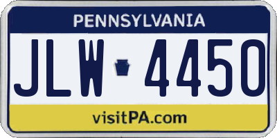 PA license plate JLW4450