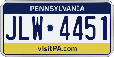 PA license plate JLW4451