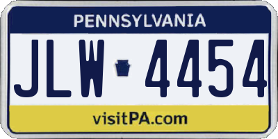 PA license plate JLW4454
