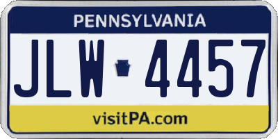 PA license plate JLW4457