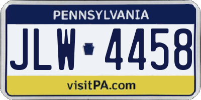 PA license plate JLW4458