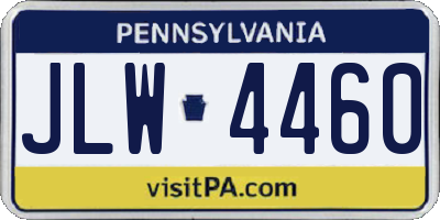 PA license plate JLW4460