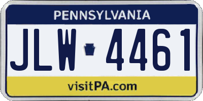 PA license plate JLW4461
