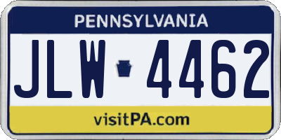 PA license plate JLW4462