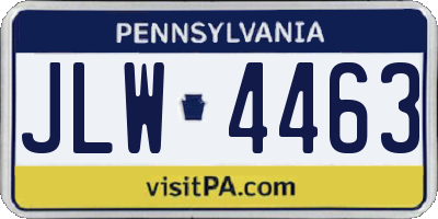 PA license plate JLW4463