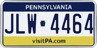PA license plate JLW4464