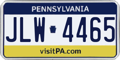 PA license plate JLW4465