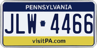 PA license plate JLW4466