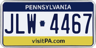 PA license plate JLW4467
