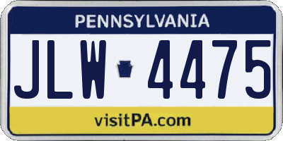 PA license plate JLW4475
