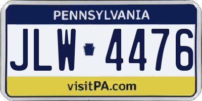 PA license plate JLW4476