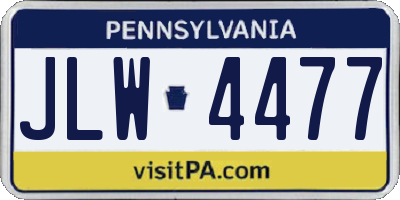 PA license plate JLW4477