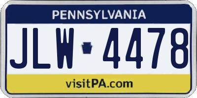 PA license plate JLW4478