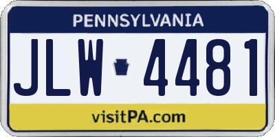 PA license plate JLW4481