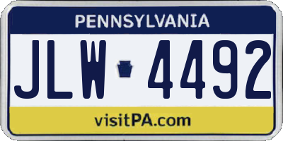 PA license plate JLW4492