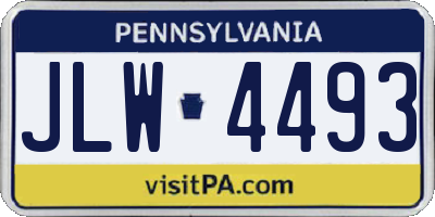 PA license plate JLW4493