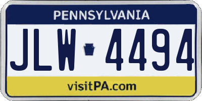 PA license plate JLW4494