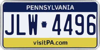 PA license plate JLW4496
