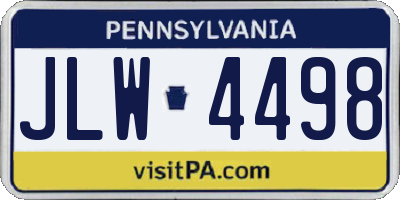 PA license plate JLW4498