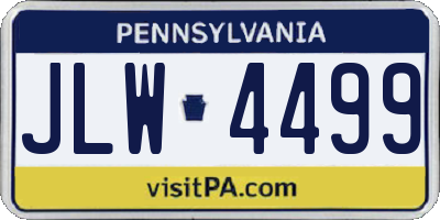 PA license plate JLW4499