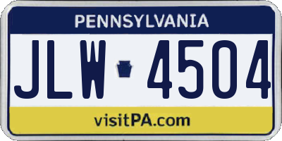 PA license plate JLW4504