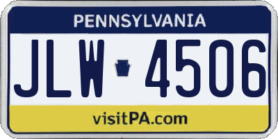 PA license plate JLW4506