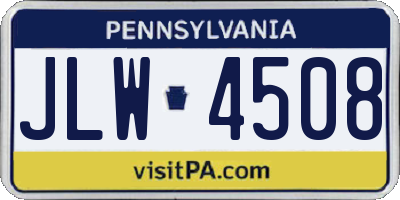 PA license plate JLW4508