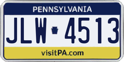 PA license plate JLW4513