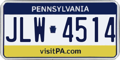 PA license plate JLW4514
