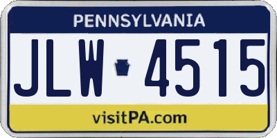 PA license plate JLW4515