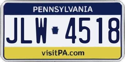 PA license plate JLW4518