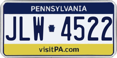 PA license plate JLW4522