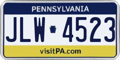 PA license plate JLW4523