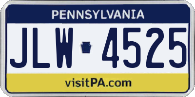 PA license plate JLW4525