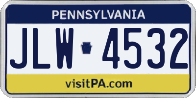 PA license plate JLW4532