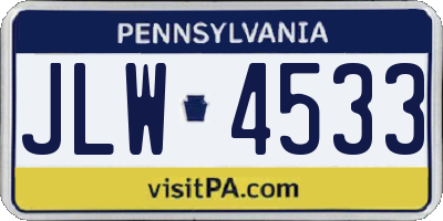 PA license plate JLW4533