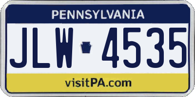 PA license plate JLW4535