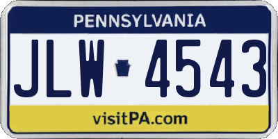 PA license plate JLW4543