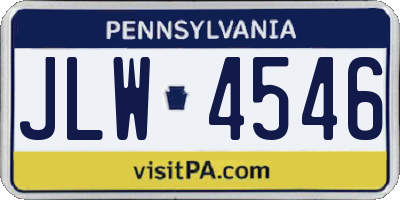 PA license plate JLW4546