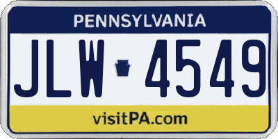 PA license plate JLW4549