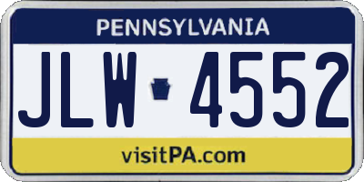 PA license plate JLW4552
