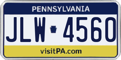 PA license plate JLW4560