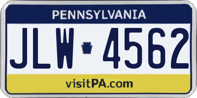 PA license plate JLW4562