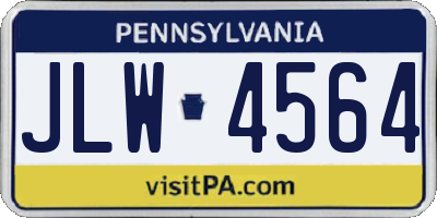 PA license plate JLW4564