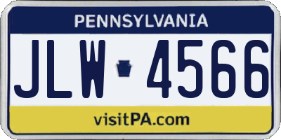 PA license plate JLW4566