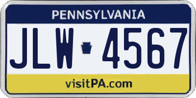PA license plate JLW4567