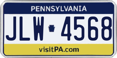 PA license plate JLW4568