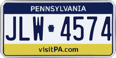 PA license plate JLW4574