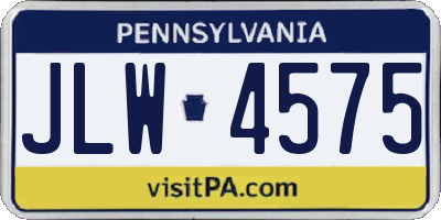PA license plate JLW4575