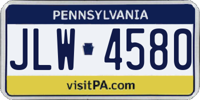 PA license plate JLW4580